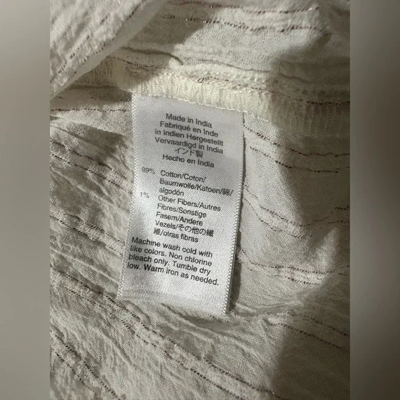 Madewell bubble sleeve peplum top metallic thread stripe size XS - Picture 7 of 14